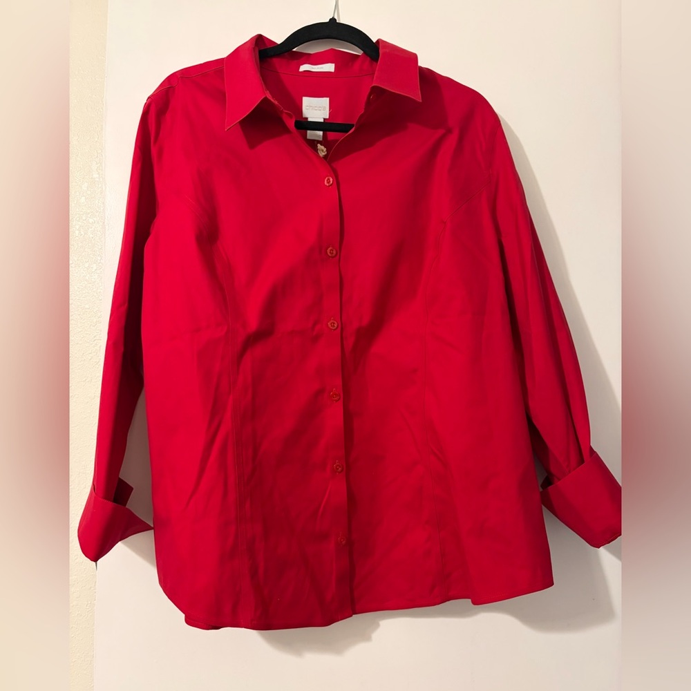 Chico's Bold Red Collared Shirt non-iron